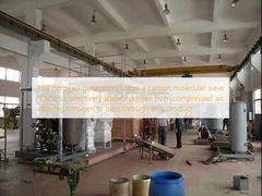 PSA nitrogen generators utilize a carbon molecular sieve (CMS) to selectively adsorb oxygen from compressed air, allowing nitrogen to pass through as a product. 